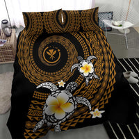 Hawaiian Plumeria Turtle Tribal Spiral Polynesian Tattoo Bedding Set Gold Color