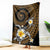 Hawaiian Plumeria Turtle Tribal Spiral Polynesian Tattoo Blanket Gold Color