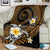 Hawaiian Plumeria Turtle Tribal Spiral Polynesian Tattoo Blanket Gold Color