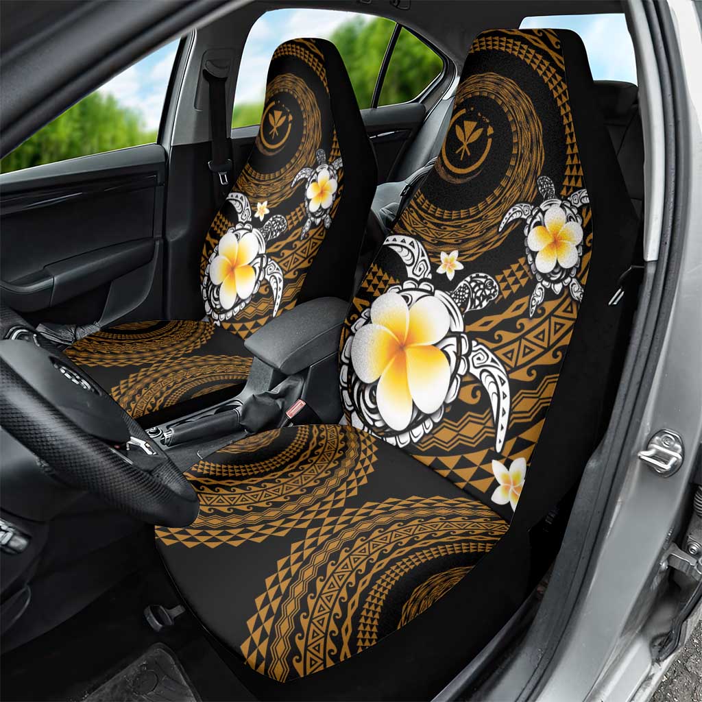 Hawaiian Plumeria Turtle Tribal Spiral Polynesian Tattoo Car Seat Cover Gold Color