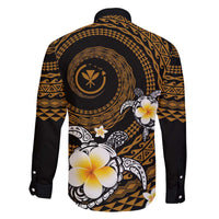 Hawaiian Plumeria Turtle Tribal Spiral Polynesian Tattoo Family Matching Puletasi and Hawaiian Shirt Gold Color LT03 - Polynesian Pride