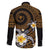 Hawaiian Plumeria Turtle Tribal Spiral Polynesian Tattoo Family Matching Tank Maxi Dress and Hawaiian Shirt Gold Color