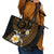 Hawaiian Plumeria Turtle Tribal Spiral Polynesian Tattoo Leather Tote Bag Gold Color