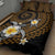 Hawaiian Plumeria Turtle Tribal Spiral Polynesian Tattoo Quilt Bed Set Gold Color