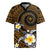 Hawaiian Plumeria Turtle Tribal Spiral Polynesian Tattoo Rugby Jersey Gold Color
