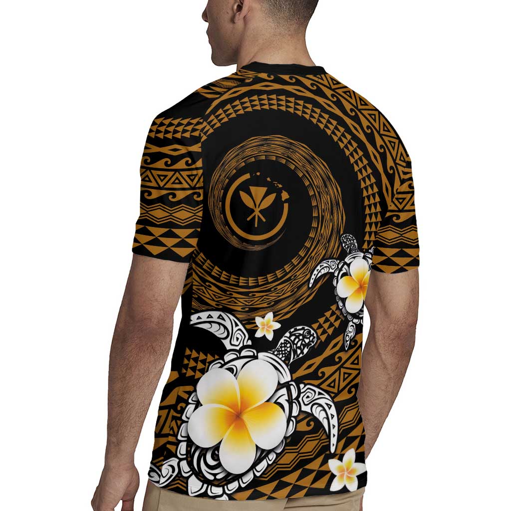 Hawaiian Plumeria Turtle Tribal Spiral Polynesian Tattoo Rugby Jersey Gold Color