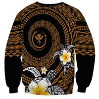 Hawaiian Plumeria Turtle Tribal Spiral Polynesian Tattoo Sweatshirt Gold Color