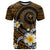 Hawaiian Plumeria Turtle Tribal Spiral Polynesian Tattoo T Shirt Gold Color