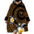 Hawaiian Plumeria Turtle Tribal Spiral Polynesian Tattoo Wearable Blanket Hoodie Gold Color