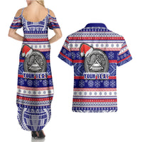 Custom American Samoa Christmas Couples Matching Summer Maxi Dress and Hawaiian Shirt Samoan Coat of Arms and Cool Santa Ornament Style LT03 - Polynesian Pride