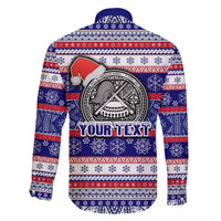 Custom American Samoa Christmas Family Matching Long Sleeve Bodycon Dress and Hawaiian Shirt Samoan Coat of Arms and Cool Santa Ornament Style LT03 - Polynesian Pride
