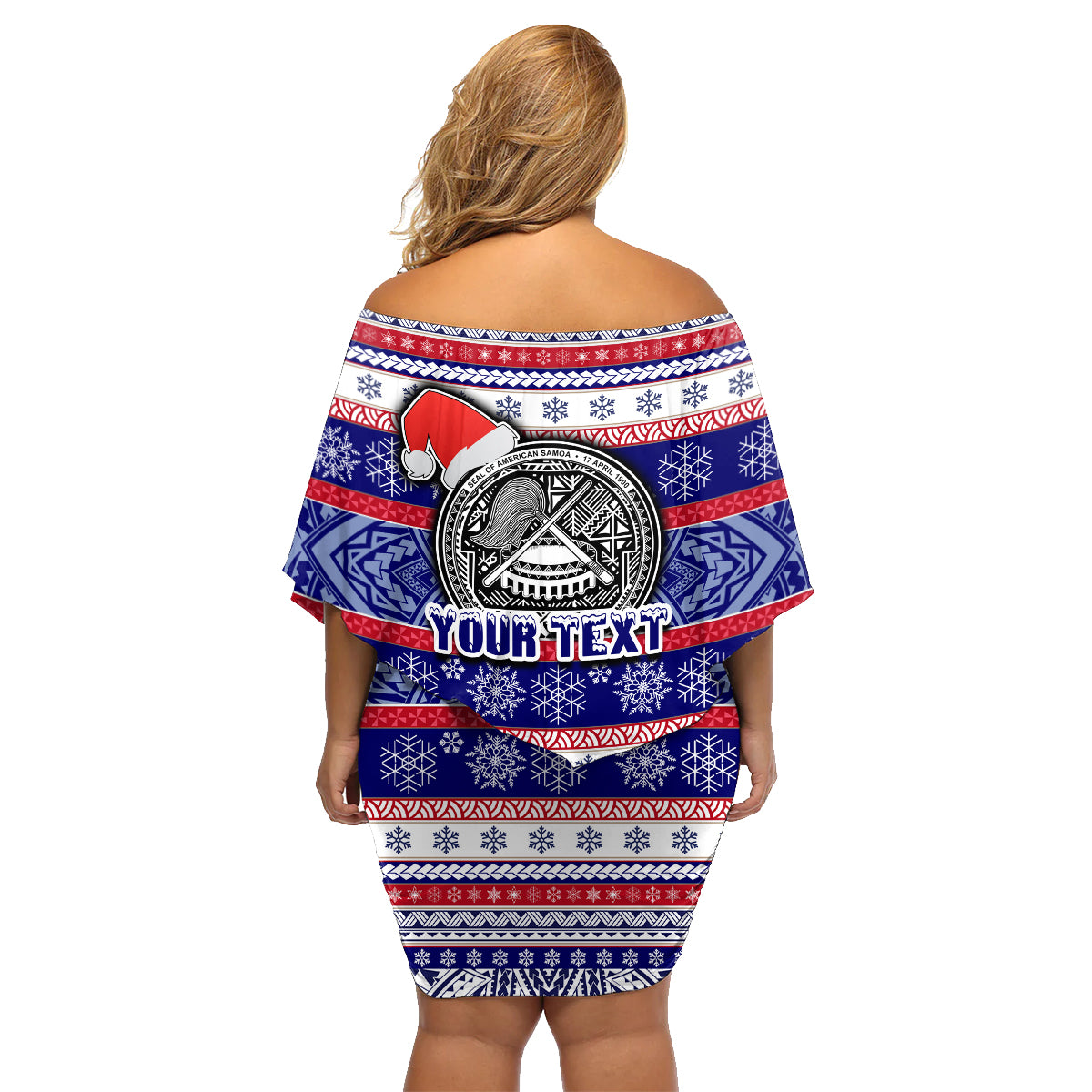 Custom American Samoa Christmas Family Matching Off Shoulder Short Dress and Hawaiian Shirt Samoan Coat of Arms and Cool Santa Ornament Style LT03 - Polynesian Pride