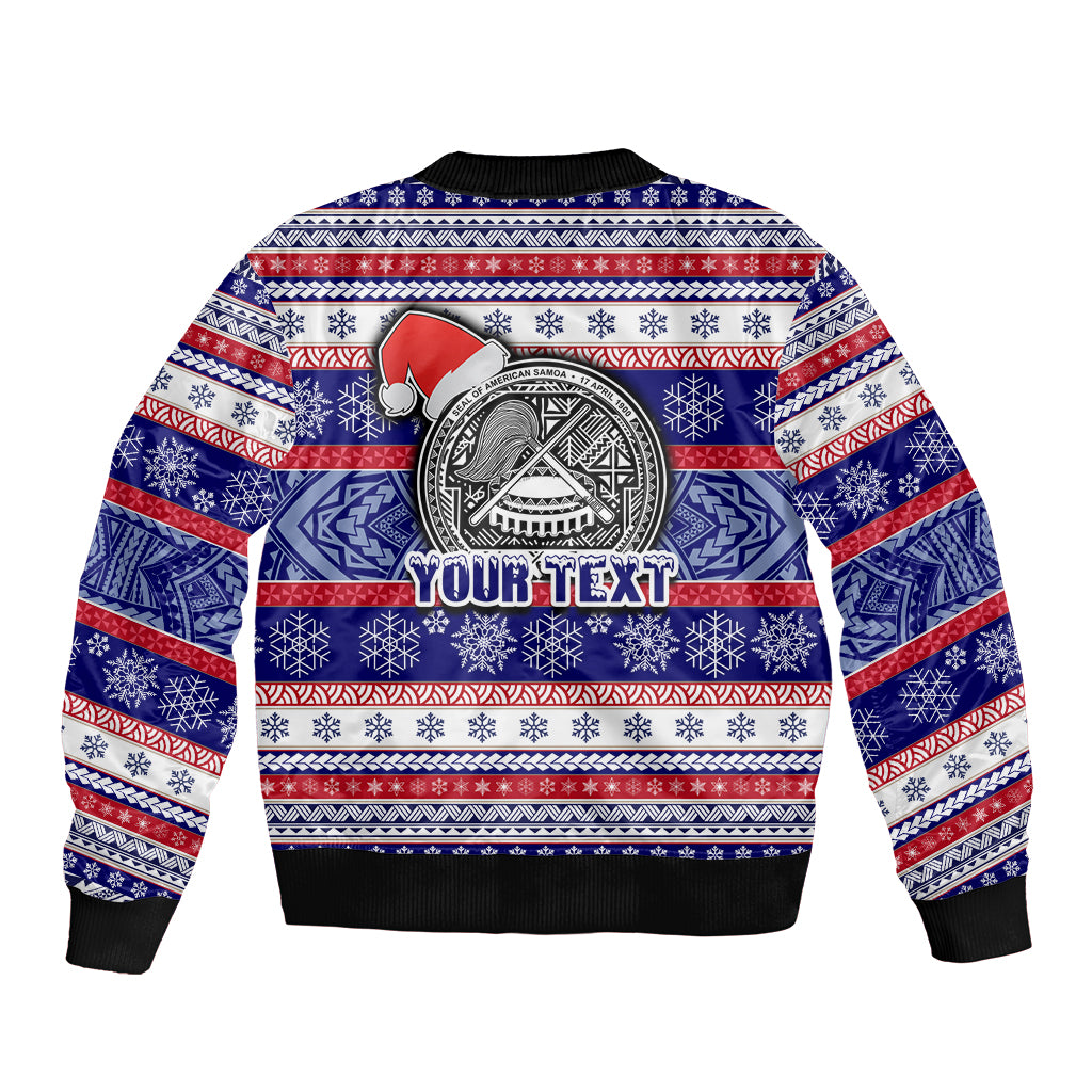 Custom American Samoa Christmas Sleeve Zip Bomber Jacket Samoan Coat of Arms and Cool Santa Ornament Style LT03 - Polynesian Pride