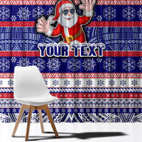 Custom American Samoa Christmas Window Curtain Samoan Coat of Arms and Cool Santa Ornament Style LT03 - Polynesian Pride