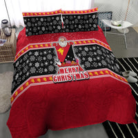 Papua New Guinea Christmas Bedding Set Santa With Flag Of PNG Polynesian Tribal Xmas Vibe LT03 - Polynesian Pride