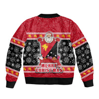 Papua New Guinea Christmas Bomber Jacket Santa With Flag Of PNG Polynesian Tribal Xmas Vibe LT03 - Polynesian Pride