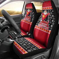 Papua New Guinea Christmas Car Seat Cover Santa With Flag Of PNG Polynesian Tribal Xmas Vibe LT03 - Polynesian Pride