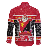 Papua New Guinea Christmas Family Matching Long Sleeve Bodycon Dress and Hawaiian Shirt Santa With Flag Of PNG Polynesian Tribal Xmas Vibe LT03 - Polynesian Pride