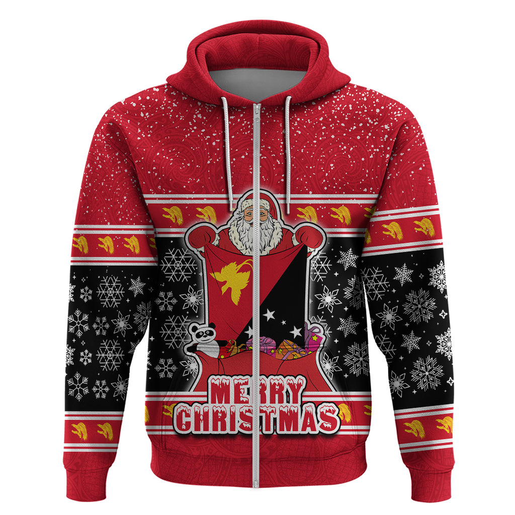 Papua New Guinea Christmas Hoodie Santa With Flag Of PNG Polynesian Tribal Xmas Vibe LT03 - Polynesian Pride
