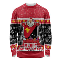 Papua New Guinea Christmas Long Sleeve Shirt Santa With Flag Of PNG Polynesian Tribal Xmas Vibe LT03 Unisex Red - Polynesian Pride