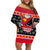 Papua New Guinea Christmas Off Shoulder Short Dress Santa With Flag Of PNG Polynesian Tribal Xmas Vibe LT03 Women Red - Polynesian Pride