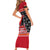 Papua New Guinea Christmas Short Sleeve Bodycon Dress Santa With Flag Of PNG Polynesian Tribal Xmas Vibe LT03 - Polynesian Pride