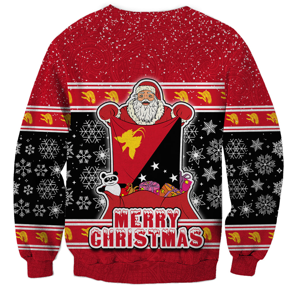 Papua New Guinea Christmas Sweatshirt Santa With Flag Of PNG Polynesian Tribal Xmas Vibe LT03 - Polynesian Pride