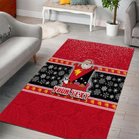 Custom Papua New Guinea Christmas Area Rug Santa With Flag Of PNG Polynesian Tribal Xmas Vibe LT03 - Polynesian Pride