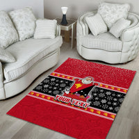 Custom Papua New Guinea Christmas Area Rug Santa With Flag Of PNG Polynesian Tribal Xmas Vibe LT03 - Polynesian Pride