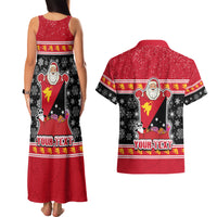 Custom Papua New Guinea Christmas Couples Matching Tank Maxi Dress and Hawaiian Shirt Santa With Flag Of PNG Polynesian Tribal Xmas Vibe LT03 - Polynesian Pride