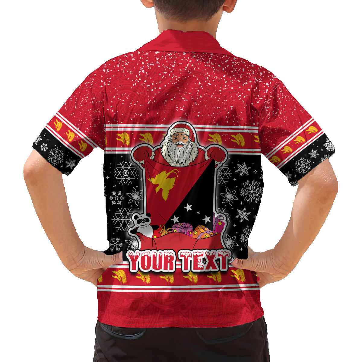 Custom Papua New Guinea Christmas Family Matching Tank Maxi Dress and Hawaiian Shirt Santa With Flag Of PNG Polynesian Tribal Xmas Vibe LT03 - Polynesian Pride