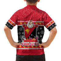 Custom Papua New Guinea Christmas Family Matching Tank Maxi Dress and Hawaiian Shirt Santa With Flag Of PNG Polynesian Tribal Xmas Vibe LT03 - Polynesian Pride