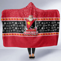 Custom Papua New Guinea Christmas Hooded Blanket Santa With Flag Of PNG Polynesian Tribal Xmas Vibe LT03 - Polynesian Pride