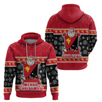 Custom Papua New Guinea Christmas Hoodie Santa With Flag Of PNG Polynesian Tribal Xmas Vibe LT03 - Polynesian Pride
