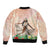 Woman Polynesian Tattoos Bomber Jacket Tropical Flower - Peach Fuzz Color