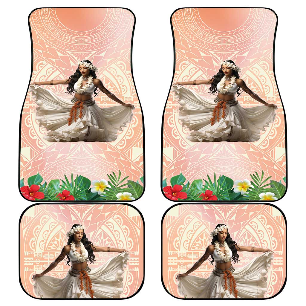 Woman Polynesian Tattoos Car Mats Tropical Flower - Peach Fuzz Color LT03 - Polynesian Pride