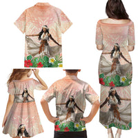 Woman Polynesian Tattoos Family Matching Puletasi and Hawaiian Shirt Tropical Flower - Peach Fuzz Color LT03 - Polynesian Pride