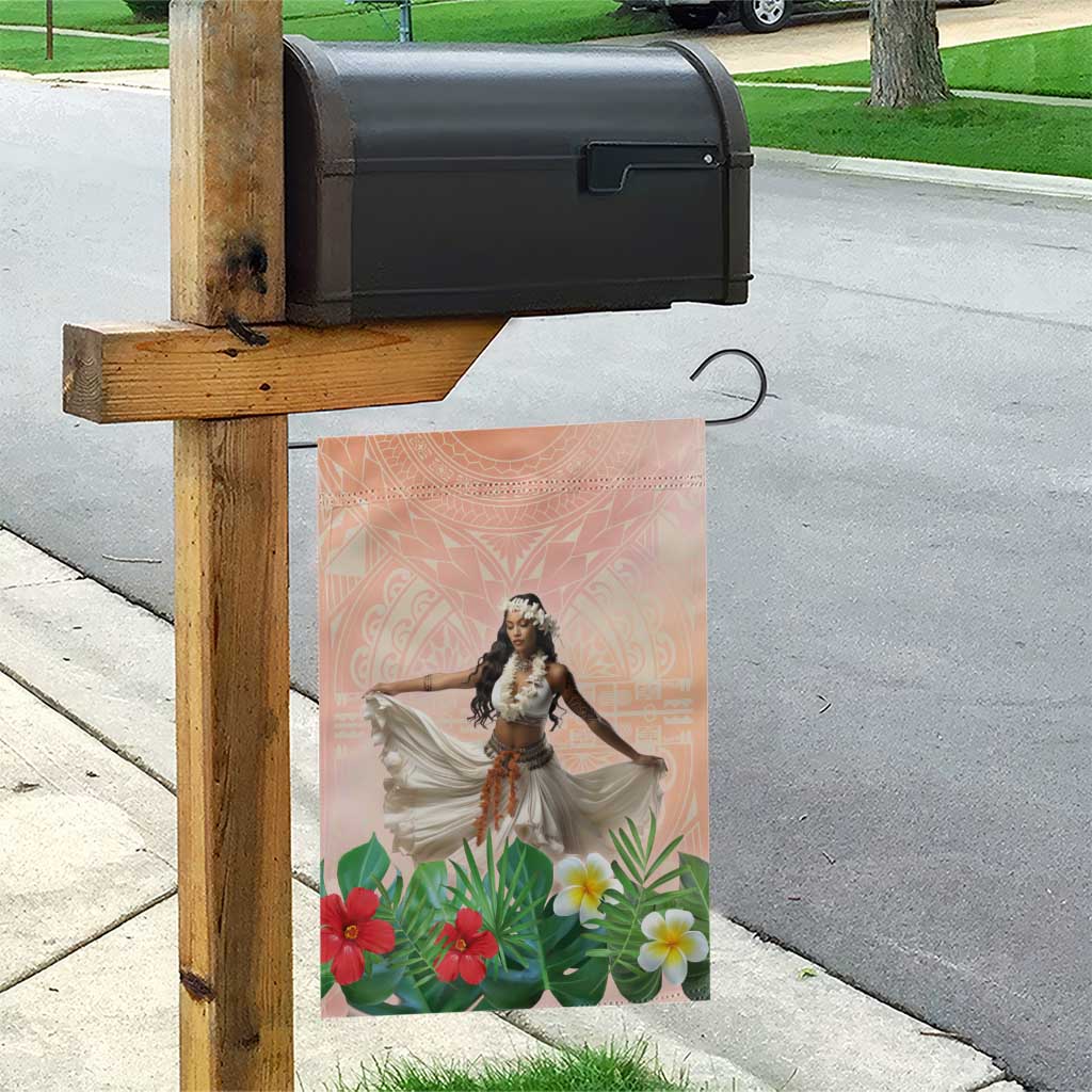 Woman Polynesian Tattoos Garden Flag Tropical Flower - Peach Fuzz Color