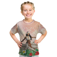 Woman Polynesian Tattoos Kid T Shirt Tropical Flower - Peach Fuzz Color