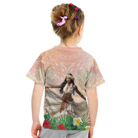 Woman Polynesian Tattoos Kid T Shirt Tropical Flower - Peach Fuzz Color