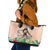 Woman Polynesian Tattoos Leather Tote Bag Tropical Flower - Peach Fuzz Color