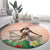 Woman Polynesian Tattoos Round Carpet Tropical Flower - Peach Fuzz Color