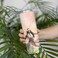 Woman Polynesian Tattoos Skinny Tumbler Tropical Flower - Peach Fuzz Color