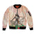 Woman Polynesian Tattoos Sleeve Zip Bomber Jacket Tropical Flower - Peach Fuzz Color