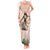 Woman Polynesian Tattoos Tank Maxi Dress Tropical Flower - Peach Fuzz Color