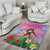 Woman Polynesian Tattoos Area Rug Tropical Flower - Sweets Vibrant Color