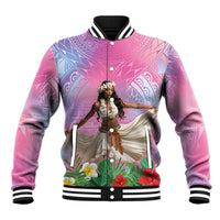 Woman Polynesian Tattoos Baseball Jacket Tropical Flower - Sweets Vibrant Color