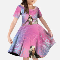 Woman Polynesian Tattoos Family Matching Mermaid Dress and Hawaiian Shirt Tropical Flower - Sweets Vibrant Color LT03 Daughter's Dress Vibrant Gradient - Polynesian Pride