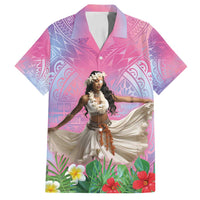 Woman Polynesian Tattoos Family Matching Puletasi and Hawaiian Shirt Tropical Flower - Sweets Vibrant Color LT03 Dad's Shirt - Short Sleeve Vibrant Gradient - Polynesian Pride