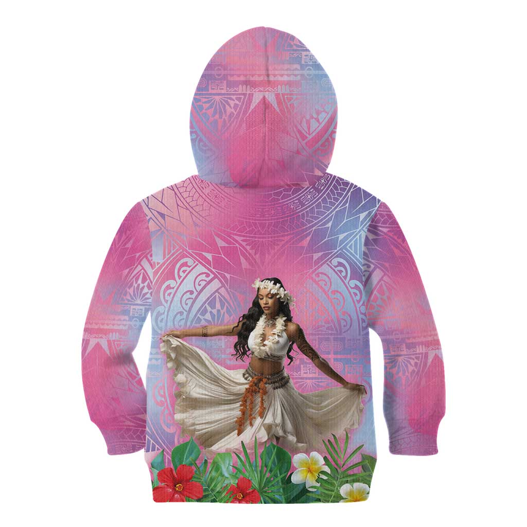 Woman Polynesian Tattoos Kid Hoodie Tropical Flower - Sweets Vibrant Color